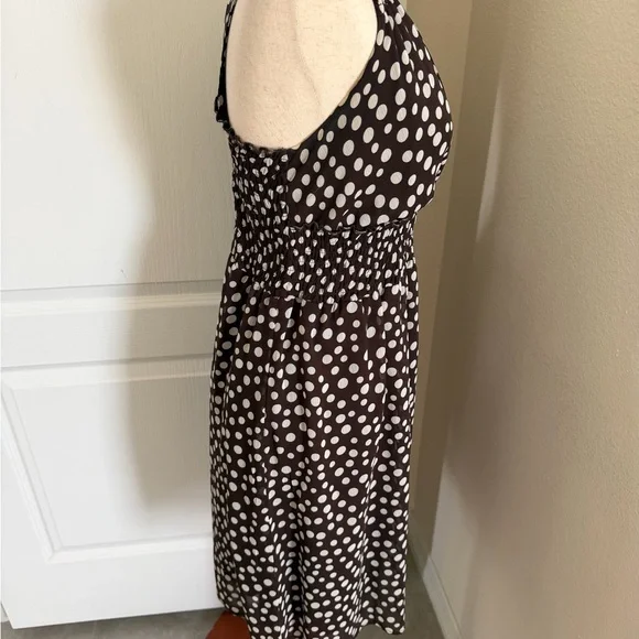Vintage Y2K Brown Polka Dot Empire Waist Sundress Small Coquette Cottagecore - Picture 10 of 11